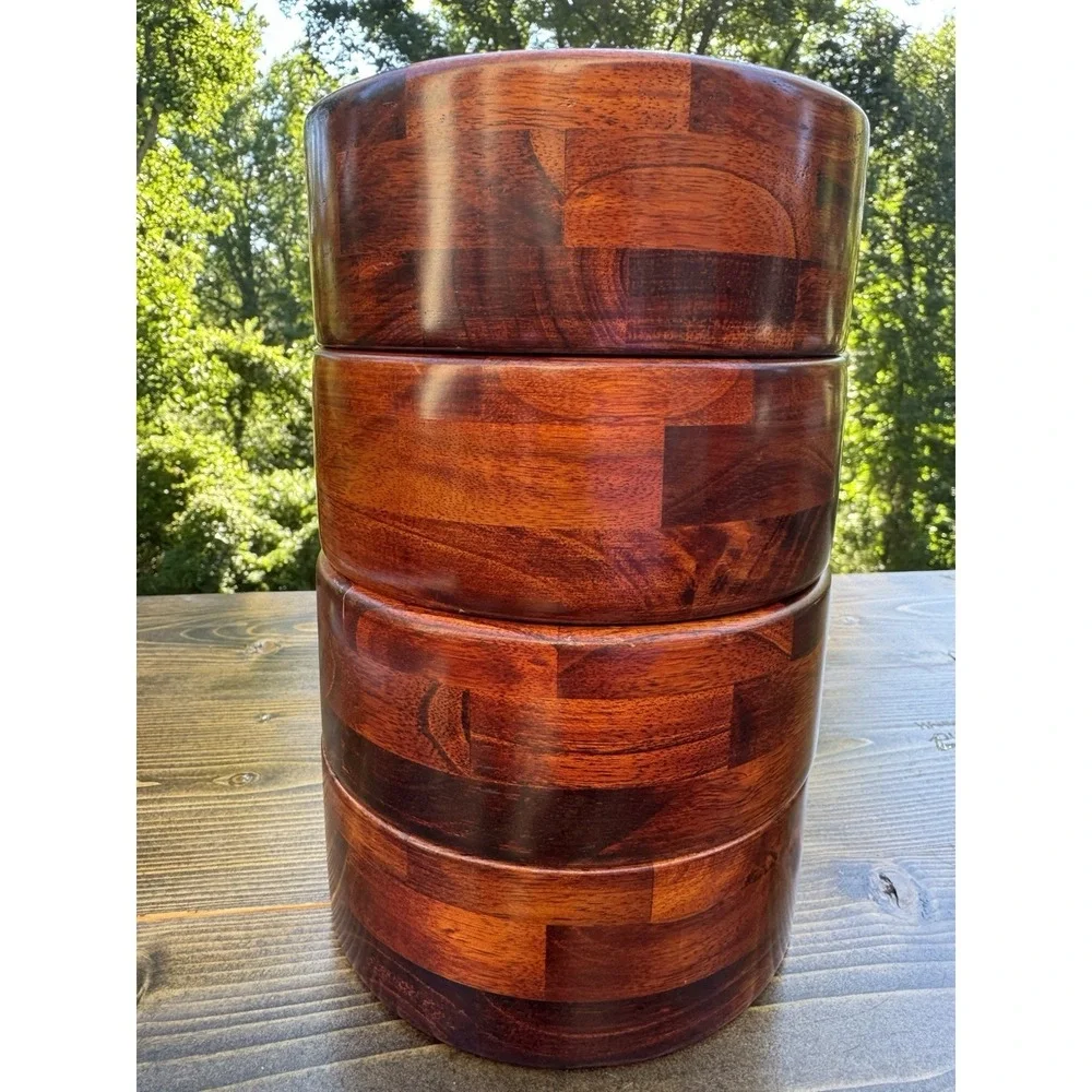 Set‎ of 4 Wood Salad Bowls 6